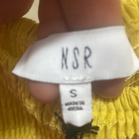 NWT Napean Sea Rd (NSR) yellow Smocked Mini Sundress Ruffled Strap Size Small - Picture 6 of 6